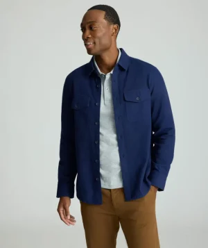 Button-Down Shirts|Jackets & Vests>UNTUCKit Brushed Overshirt Peacoat