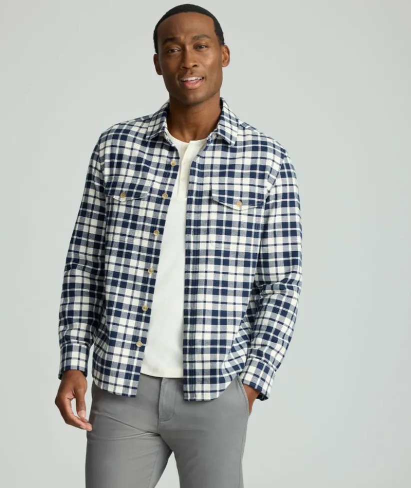 brushed-overshirt-uUbQSiKK-0.webp Button-Down Shirts|Jackets & Vests>UNTUCKit Brushed Overshirt Navy & White Check