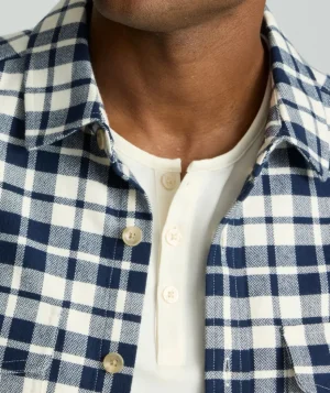 Button-Down Shirts|Jackets & Vests>UNTUCKit Brushed Overshirt Navy & White Check