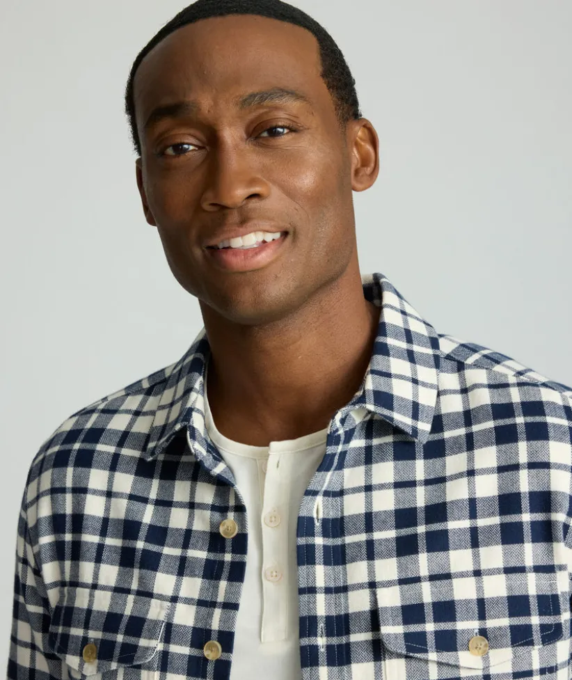 brushed-overshirt-uUbQSiKK-4.webp Button-Down Shirts|Jackets & Vests>UNTUCKit Brushed Overshirt Navy & White Check