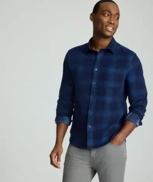 Button-Down Shirts>UNTUCKit Corduroy Shirt Navy Plaid