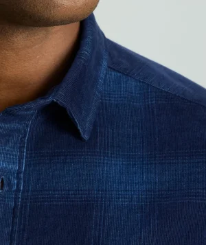 Button-Down Shirts>UNTUCKit Corduroy Shirt Navy Plaid