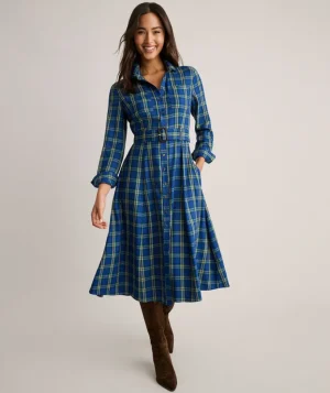 Shirts|Dresses>UNTUCKit Cotton Blend Sienna Shirt Dress - FINAL SALE Blue Multi Plaid