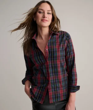 Shirts|Dresses>UNTUCKit Cotton Plaid Sadie Shirt Black Tartan Plaid