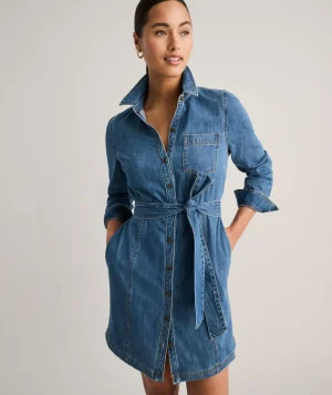 Shirts|Dresses>UNTUCKit Denim Lea Shirt Dress Solid Blue