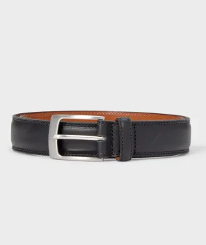 Shoes & Accessories>UNTUCKit Double Stitch Leather Belt Black