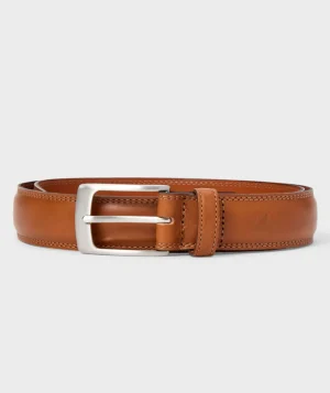 Shoes & Accessories>UNTUCKit Double Stitch Leather Belt Amber Brown