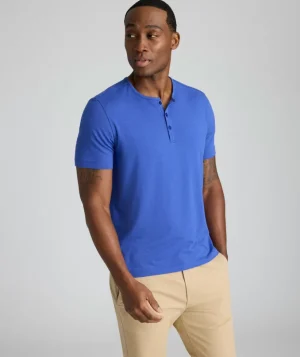 Tees & Henleys>UNTUCKit EcoSoft™ Short-Sleeve Henley Cobalt Blue