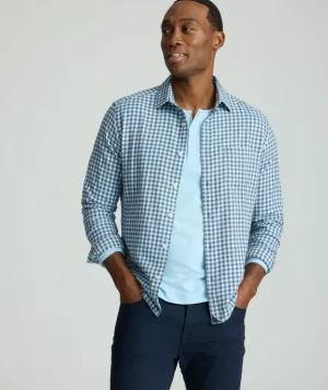 Button-Down Shirts>UNTUCKit Flannel Alden Shirt Light Blue Gingham