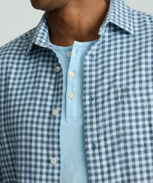 Button-Down Shirts>UNTUCKit Flannel Alden Shirt Light Blue Gingham