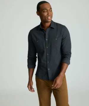 Button-Down Shirts>UNTUCKit Flannel Hemsworth Shirt Charcoal