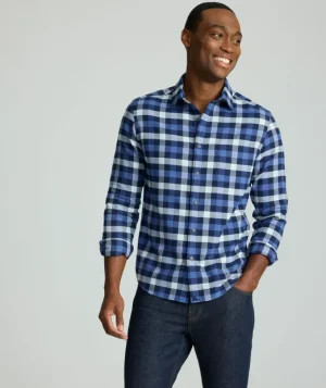 Button-Down Shirts>UNTUCKit Flannel Plenville Shirt Navy Check
