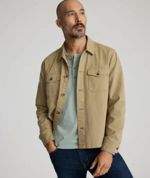 Button-Down Shirts|Jackets & Vests>UNTUCKit Herringbone Overshirt Tan