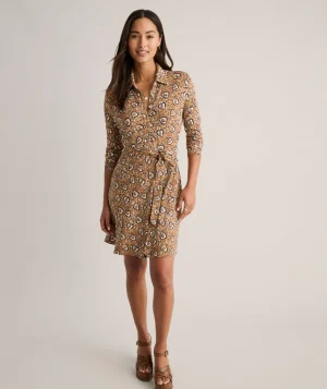 Shirts|Dresses>UNTUCKit Jersey Knit Romy Dress Tan Paisley Print
