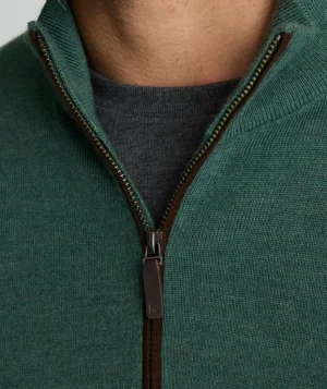 Sweaters>UNTUCKit Merino Wool Quarter-Zip Sweater - FINAL SALE Dark Green