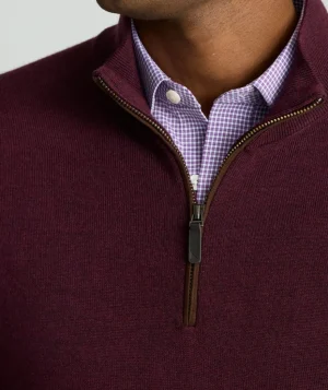 Sweaters>UNTUCKit Merino Wool Quarter-Zip Sweater Maroon