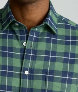 Button-Down Shirts>UNTUCKit Performance Flannel Brightlake Shirt - FINAL SALE Green Check
