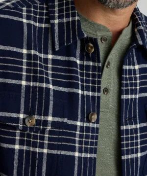 Button-Down Shirts|Jackets & Vests>UNTUCKit Plaid Herringbone Overshirt Navy Plaid