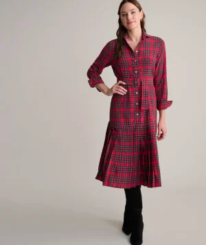 Shirts|Dresses>UNTUCKit Plaid Judy Pleated Dress Stewart Plaid