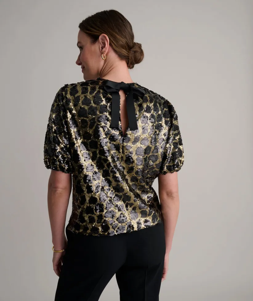 sequinned-leopard-roxie-shirt-tNcMKinX-2.webp Shirts|Dresses>UNTUCKit Sequinned Leopard Roxie Shirt Black Gold Spots