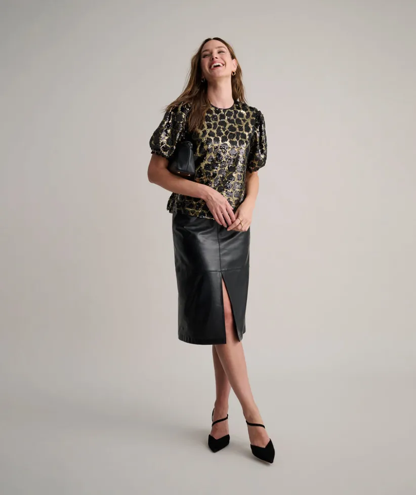 sequinned-leopard-roxie-shirt-tNcMKinX-4.webp Shirts|Dresses>UNTUCKit Sequinned Leopard Roxie Shirt Black Gold Spots