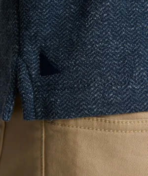 Tees & Henleys>UNTUCKit Stretch Cotton Herringbone Henley Navy