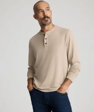 Tees & Henleys>UNTUCKit Stretch Cotton Herringbone Henley Tan