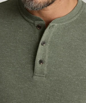 Tees & Henleys>UNTUCKit Stretch Cotton Herringbone Henley Olive
