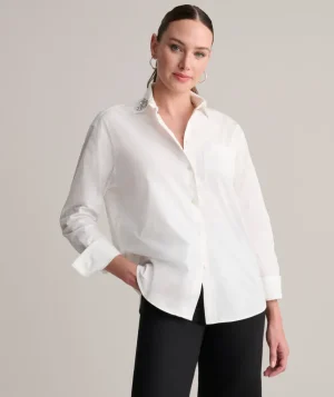 Shirts|Dresses>UNTUCKit Stretch Cotton Jewel Collar Melanie Shirt White