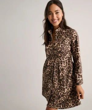 Shirts|Dresses>UNTUCKit Stretch Cotton Lauren Shirt Dress Leopard Print