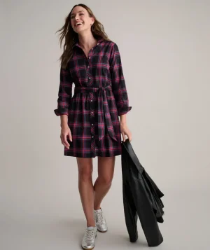 Shirts|Dresses>UNTUCKit Stretch Cotton Stewart Plaid Cassie Shirt Dress Multicolor Tartan Plaid