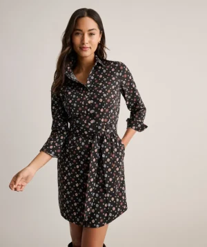 Shirts|Dresses>UNTUCKit Stretch Cotton Sydney Shirt Dress Dark Brown Print