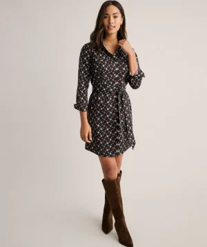 Shirts|Dresses>UNTUCKit Stretch Cotton Sydney Shirt Dress Dark Brown Print