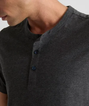 Tees & Henleys>UNTUCKit Ultrasoft Short-Sleeve Henley Charcoal