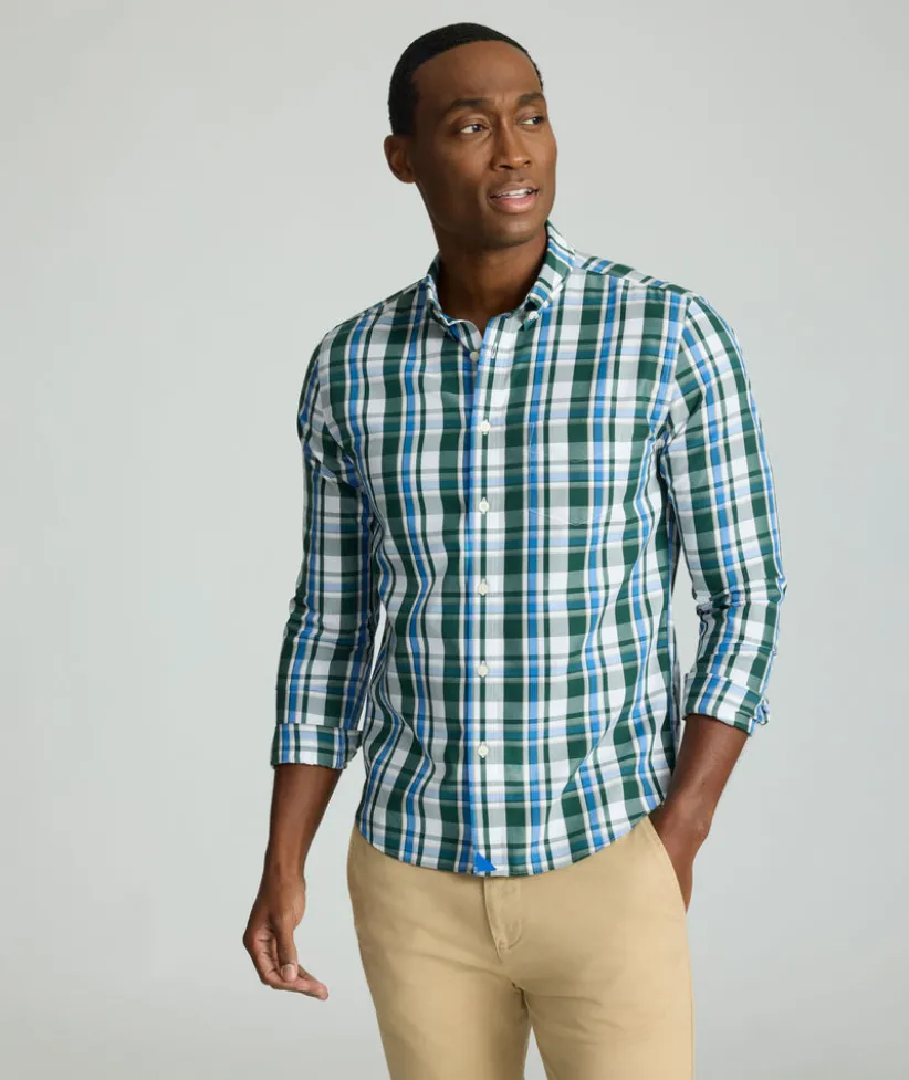 wrinkle-free-caldwell-shirt-vmXzcNZH-0.webp Button-Down Shirts>UNTUCKit Wrinkle-Free Caldwell Shirt White & Green Plaid