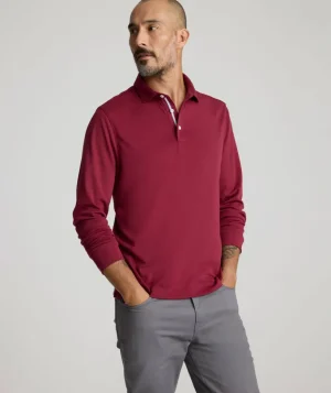 Polos>UNTUCKit Wrinkle-Free Damaschino Long-Sleeve Polo - FINAL SALE Berry