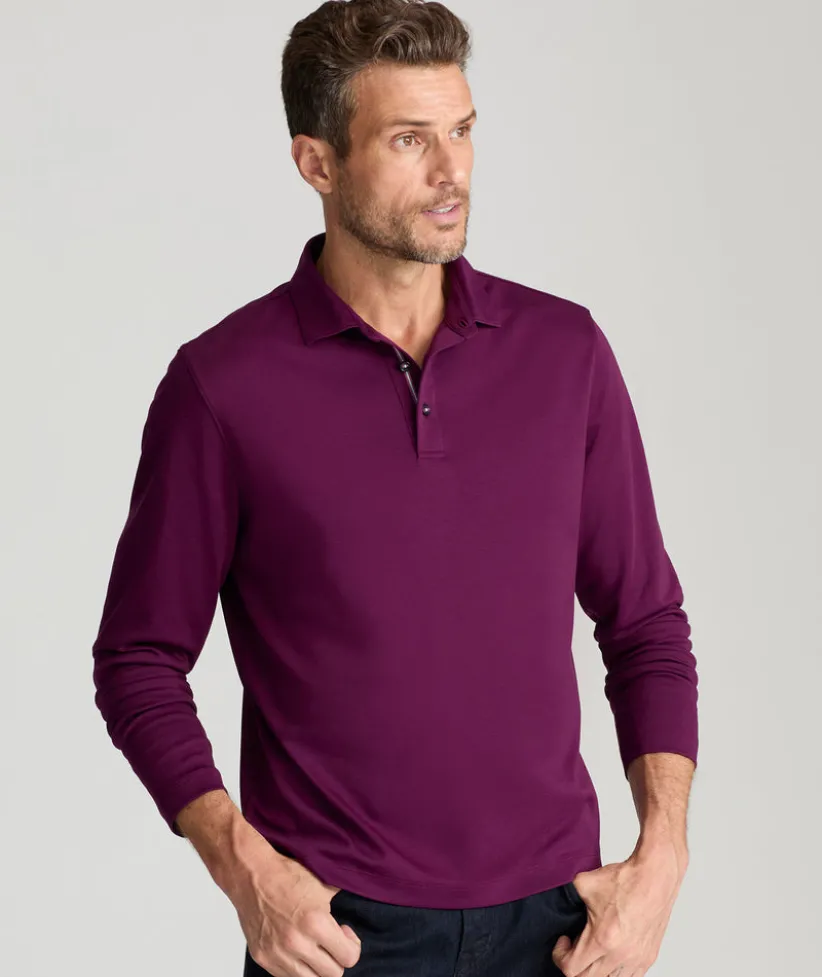 wrinkle-free-damaschino-long-s-jDKqkSxf-0.webp Polos>UNTUCKit Wrinkle-Free Damaschino Long-Sleeve Polo - FINAL SALE Purple