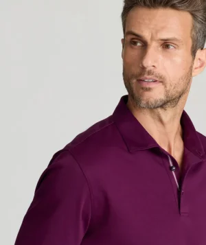 Polos>UNTUCKit Wrinkle-Free Damaschino Long-Sleeve Polo - FINAL SALE Purple