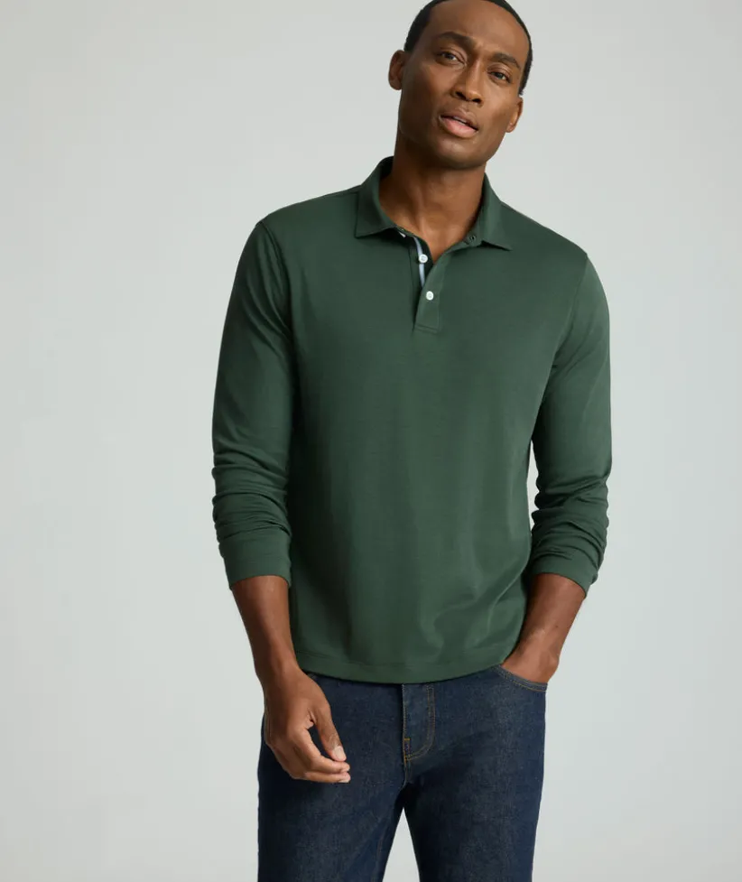 wrinkle-free-damaschino-long-s-qwOgmfCK-0.webp Polos>UNTUCKit Wrinkle-Free Damaschino Long-Sleeve Polo - FINAL SALE Forest Green