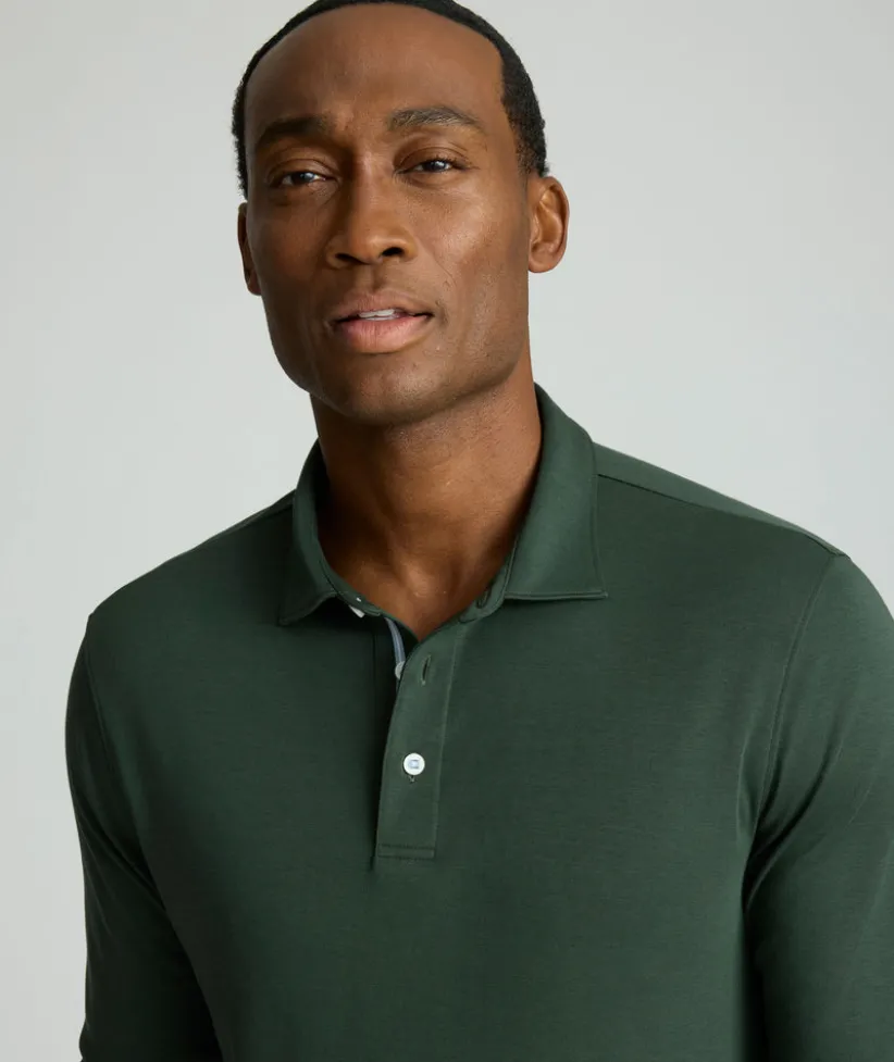 wrinkle-free-damaschino-long-s-qwOgmfCK-4.webp Polos>UNTUCKit Wrinkle-Free Damaschino Long-Sleeve Polo - FINAL SALE Forest Green