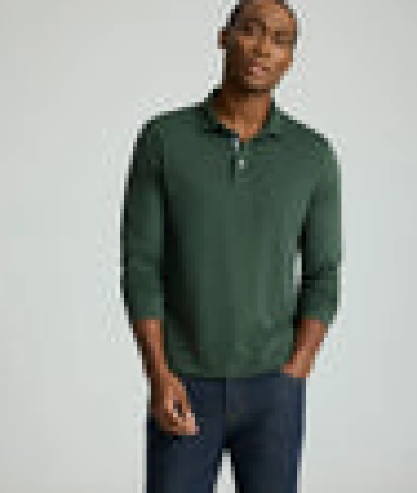 wrinkle-free-damaschino-long-s-qwOgmfCK-5.webp Polos>UNTUCKit Wrinkle-Free Damaschino Long-Sleeve Polo - FINAL SALE Forest Green