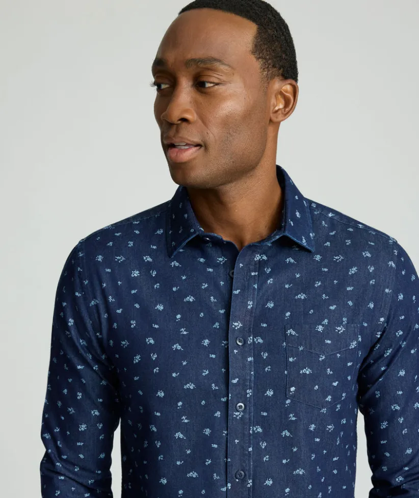 wrinkle-free-denim-oberton-shi-EEPYhmuG-0.webp Button-Down Shirts>UNTUCKit Wrinkle-Free Denim Oberton Shirt Navy with White Microfloral