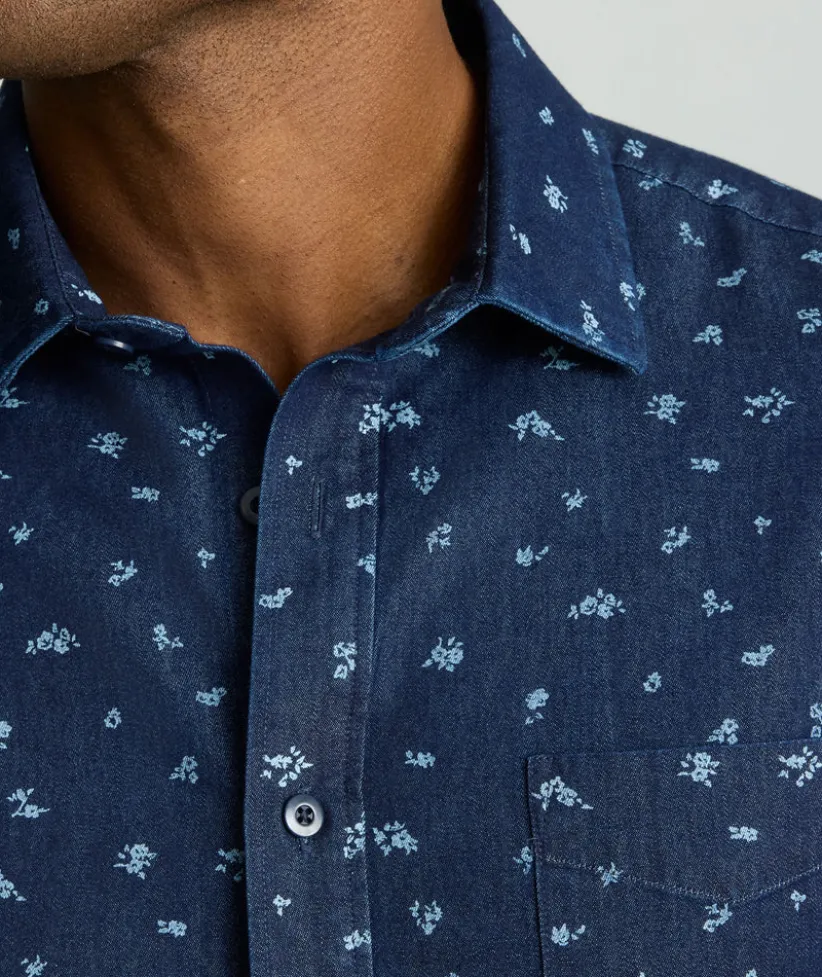 wrinkle-free-denim-oberton-shi-EEPYhmuG-1.webp Button-Down Shirts>UNTUCKit Wrinkle-Free Denim Oberton Shirt Navy with White Microfloral