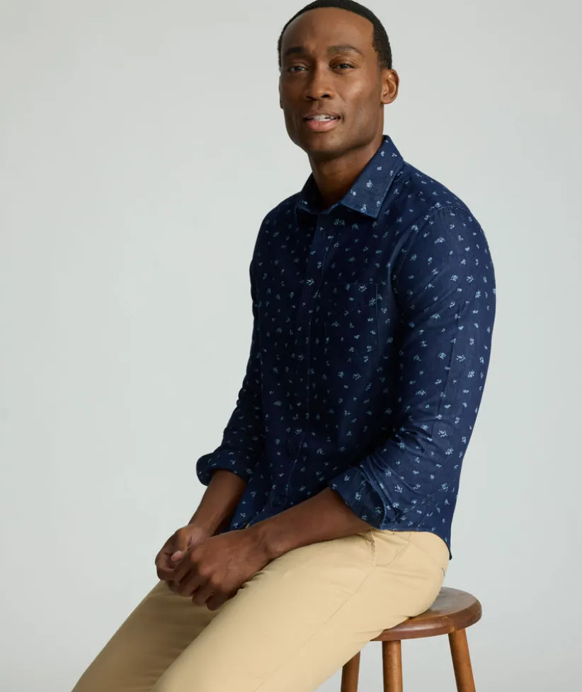 wrinkle-free-denim-oberton-shi-EEPYhmuG-3.webp Button-Down Shirts>UNTUCKit Wrinkle-Free Denim Oberton Shirt Navy with White Microfloral