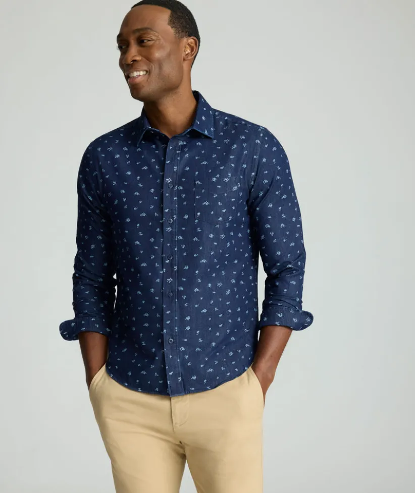 wrinkle-free-denim-oberton-shi-EEPYhmuG-4.webp Button-Down Shirts>UNTUCKit Wrinkle-Free Denim Oberton Shirt Navy with White Microfloral