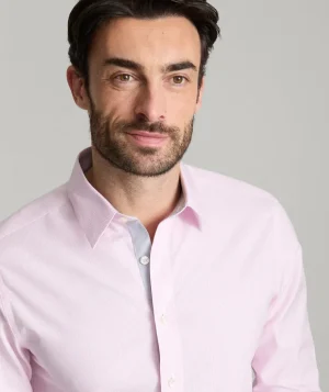 Button-Down Shirts>UNTUCKit Wrinkle-Free Douro Shirt Pink & White Stripe With Contrast Cuff