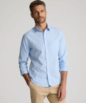 Button-Down Shirts>UNTUCKit Wrinkle-Free Lawrence Shirt Light Blue Gingham