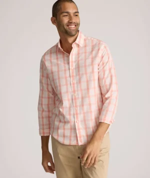 Button-Down Shirts>UNTUCKit Wrinkle-Free Ravenswood Shirt Orange & Pink Plaid