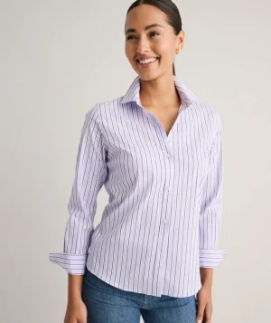 Shirts|Dresses>UNTUCKit Wrinkle-Free Stretch Cotton Bella Shirt Purple Stripe