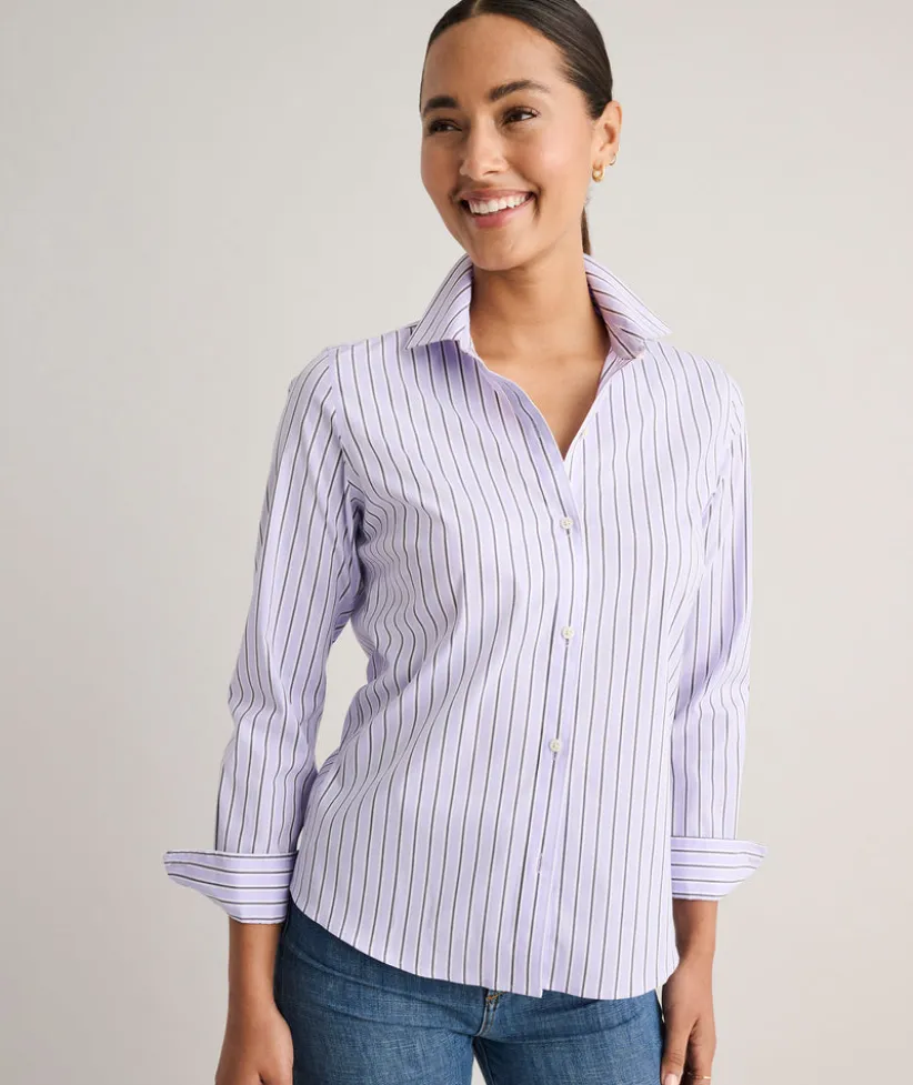wrinkle-free-stretch-cotton-be-DblkmSXx-1.webp Shirts|Dresses>UNTUCKit Wrinkle-Free Stretch Cotton Bella Shirt Purple Stripe